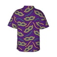 thumbnail image 3 of Balery Carnival Masks and Beads Print Men's Hawaiian Shirts Short Sleeve Beach Shirt Relaxed Fit Vacation Button Down Shirts-XX-Large, 3 of 9