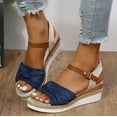 thumbnail image 3 of Women's Platform Wedge Sandals Summer Bow Open Toe Chunky Espadrilles Heeled Dressy Sandals for Women 2025, 3 of 6