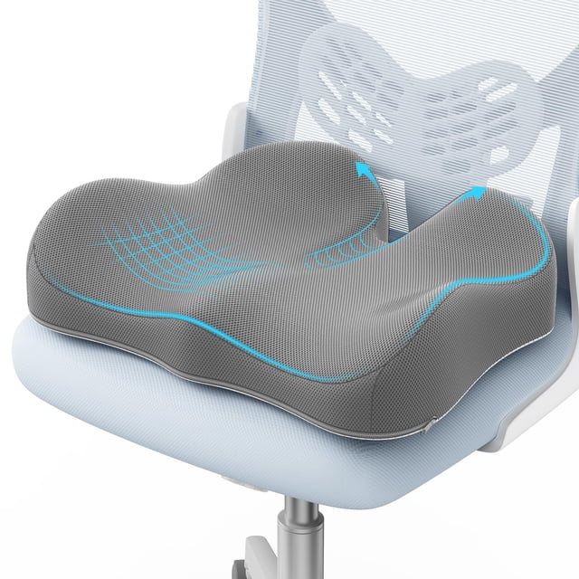 Cojín para asiento A-Pce de espuma viscoelástica ergonómico, alivio del dolor, gris