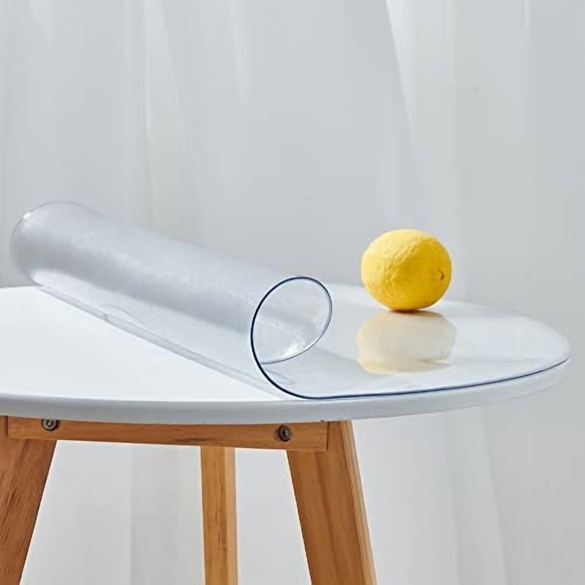 15 Inch Frosted Round Table Cover Protector, 1.5mm Thick Plastic Desk Protector Mat, Round Waterproof PVC Desk Cover, Vinyl Placemats for Circle Desktop, Night Stand, Coffee Sofa Table