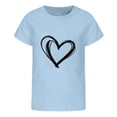 thumbnail image 3 of REDARER Girls' Big Kids Heart Themed Print Tee - Round Neck Short Sleeve Summer Loose Fitting Casual Comfortable Daily Wear Top,3-4 Years, 3 of 3