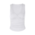 thumbnail image 5 of IDOCLOTHES Deep V Neck Ruched Cropped Tank Tops for Women Summer Casual Slim Fit Sleeveless Going Out Crop Camisole Shirts White M, 5 of 6