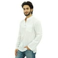 thumbnail image 4 of Atasi Chemise Tunique Décontractée en Coton Blanc Col Court pour Hommes - TTTG, 4 of 7