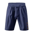 thumbnail image 4 of pstuiky Pantalones cortos para hombre, Pantalones cortos de lino con cintura elástica y botones de color liso para hombre, versátiles y a la moda. Pantalones cortos de golf, 4 of 8