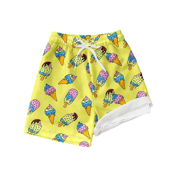 LRen Toddler Dinosaur Swim Trunks 4t with Boxer Brief Liner Stretch Drawstring Summer Beach Shorts Kids Boys Casual Comfortable Cartoon Dinosaur Prints Beach Shorts Swim Trunk for Boys