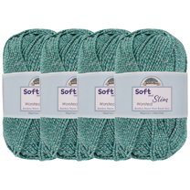 JubileeYarn Soft and Slim Worsted Bamboo Wool Blend Yarn - Frozen Tide - 100g/Skein - 4 Skeins