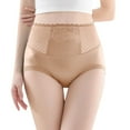 thumbnail image 2 of VISALY Seamless Underwear High Waisted Underwear Plus Size Cotton Panties Butt Lifting Panties Tummy Control Lace Panties Stretch Briefs Comfort Panties No Show Underwear Soft Underwear Beige L, 2 of 3