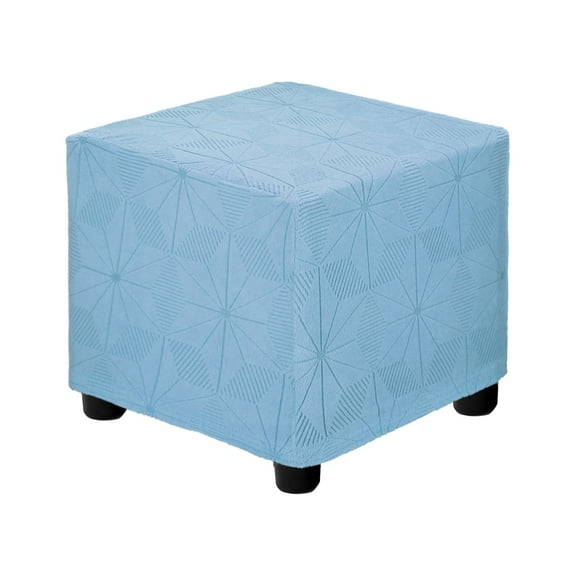 Jacquard Square Ottoman Cover Fit Length 13"-18", S-Large, Lake Blue