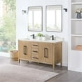 thumbnail image 3 of Laurel 60" Wood Vanity in Weathered Fir Calacatta White Quartz Top with Mirror, 3 of 13