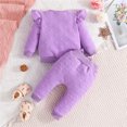 thumbnail image 5 of Scyoekwg Toddler Kid Girl Clothes Solid Color Round Neck Long Sleeve Pullover Sweatshirt + Long Pant 2PC Girls Fall Winter Pant Set (Purple,4 Years), 5 of 8