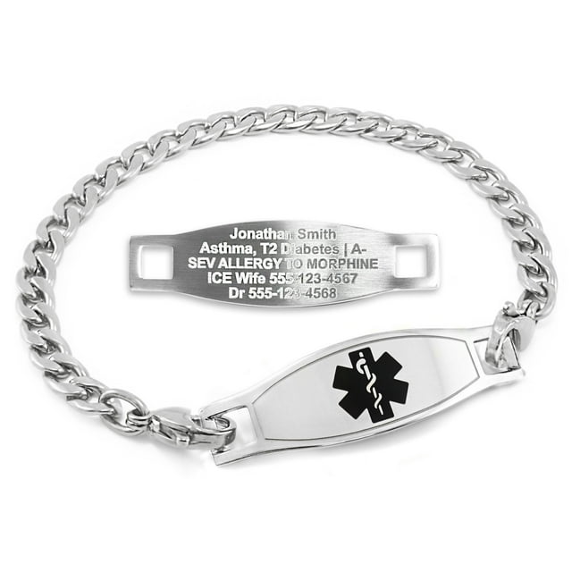 MedicEngraved Stainless Steel Custom Medical Alert Bracelet - 5mm Curb Link