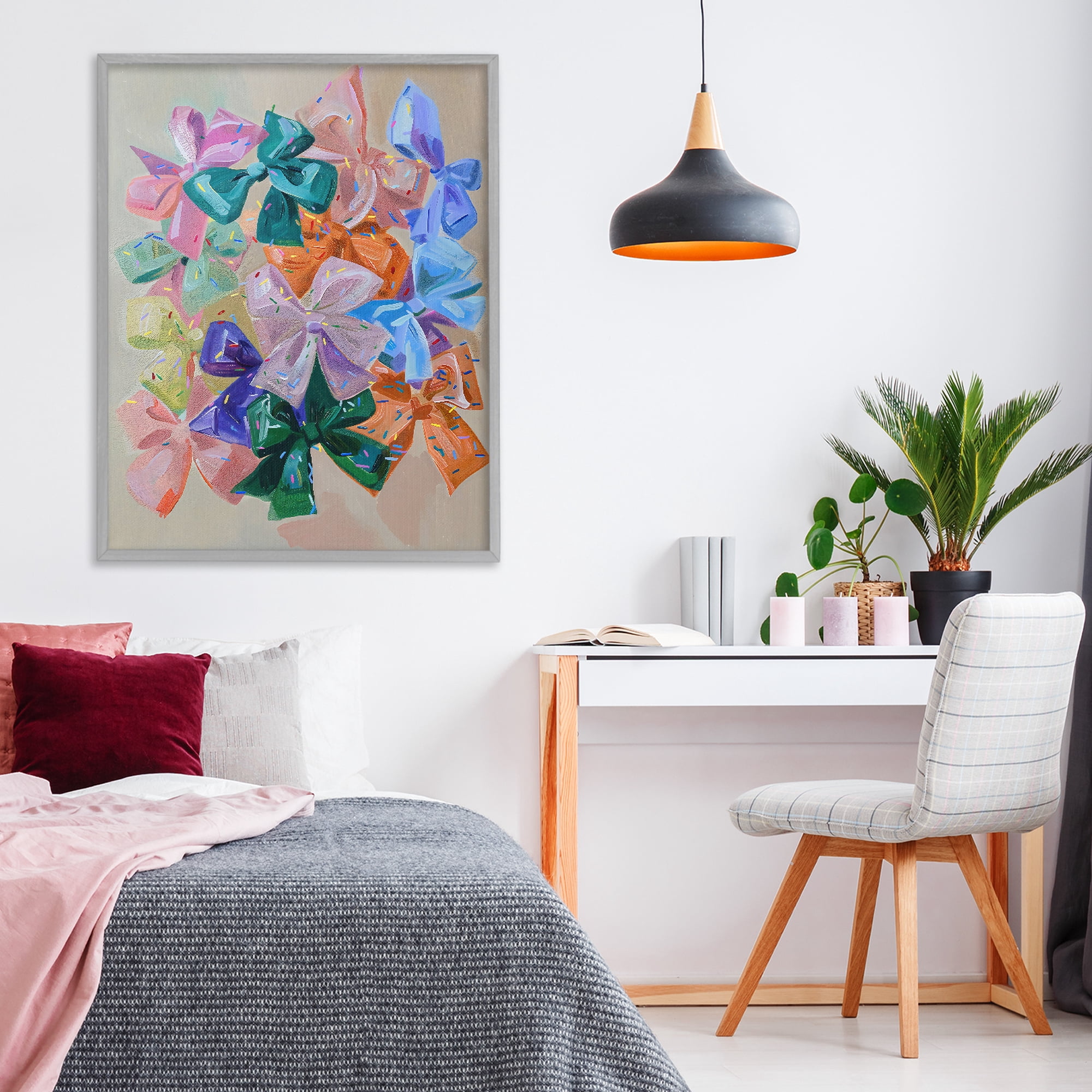 Stupell Industries Bright Bows Cluster with Sprinkles Gray Framed Giclee Art, design by The Prints Vibe