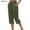 Olive Green, variant on Nymphenshire Womens Capri Pants 7/8 Length Linen Button Elastic Waist Casual Cropped Pants Loose Fit Summer Beach Comfortable Bottoms White