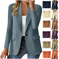 Dazajoo Women's Plus Size Lightweight Blazers Open Front Long Sleeve Suit Jacket Classic Solid Color Business Blazers,Beige,XXL