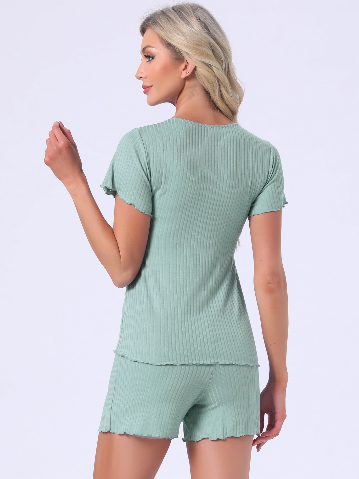 DARING DIVA Women's Nursing Modal Short Sleeves Postpartum Pajama Sets XS Green