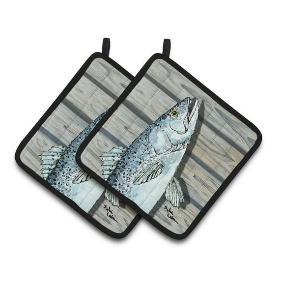 Carolines Treasures 8494PTHD Fish Speckled Trout Pair of Pot Holders, 7.5HX7.5W, multicolor