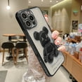 thumbnail image 3 of SOATUTO For iPhone 14 / iPhone 14 Pro / iPhone 14 Plus / iPhone 14 Pro Max Phone Case Cool Bear Shockproof Clear Slim Phone Case Cover 3D Bear Luxury Protective Case Cover - iPhone 14,Black, 3 of 7
