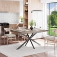 thumbnail image 4 of 55.11" - 70.86" Retro Rectangular Extendable Dining Table with Hidden Storage, Grey Carole Top With Same Color Embossed Center Plate,for Dining Room, Kitchen & Living Room,Gray, 4 of 12
