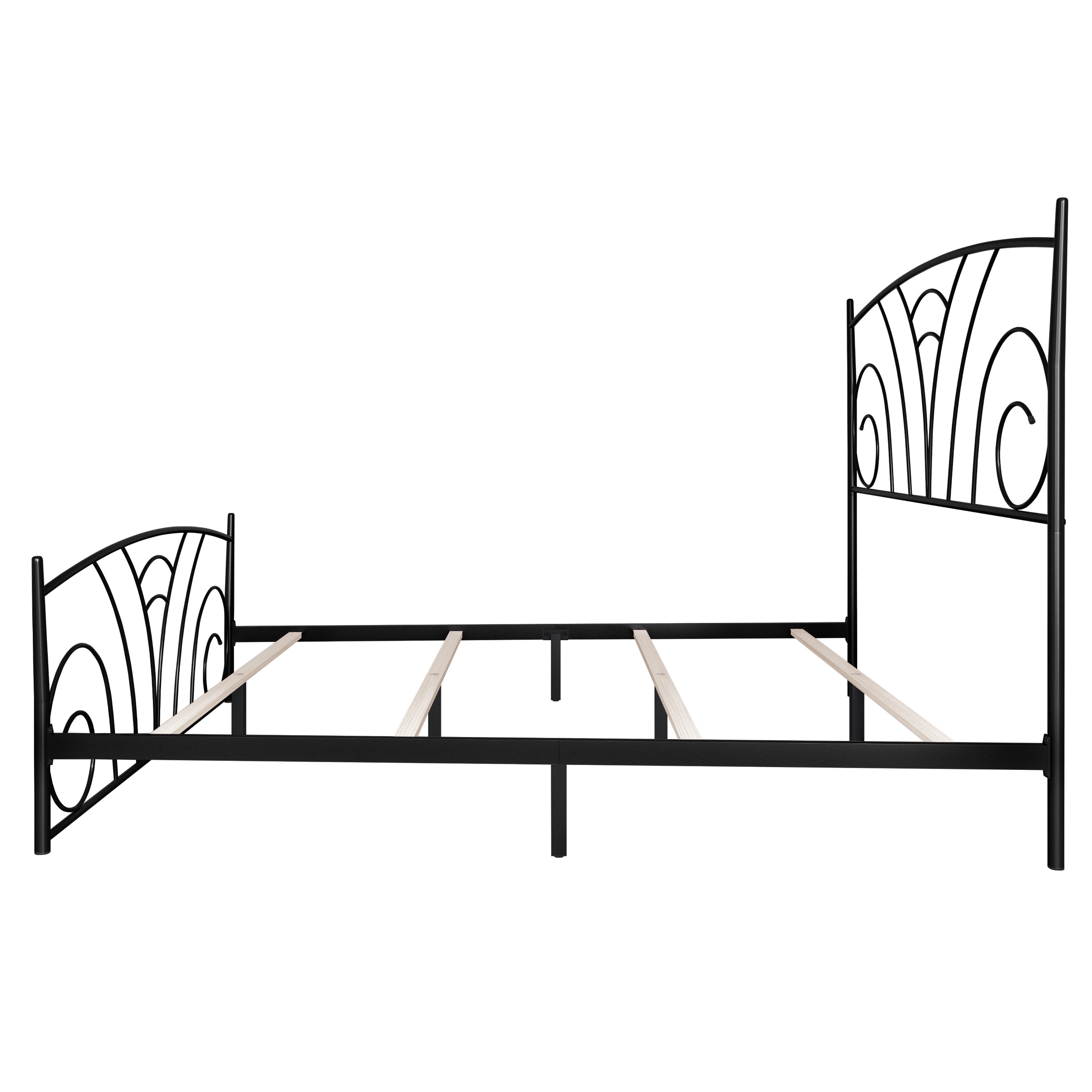 Home Design Essex King Metal Bed Frame with Wavy Strip Design & Sturdy Metal Construction, Black, Easy Assembly