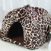 SugarBloom Strawberry Shaped Pet House, Cute Dog Cat Bed with Plush Interior, Soft Warm Kennel for Small Dogs Puppies Cats, Pet Supplies Home Decor,Brown L