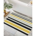 thumbnail image 3 of Area Rug with Tassels 2' x 3', Watercolor Classic Stripe Kitchen Runner Rug for Hallway Bedroom Throw Rugs, Grey Black Yellow Lines Soft Door Mat for Bathroom Entrance Living Room, 3 of 9
