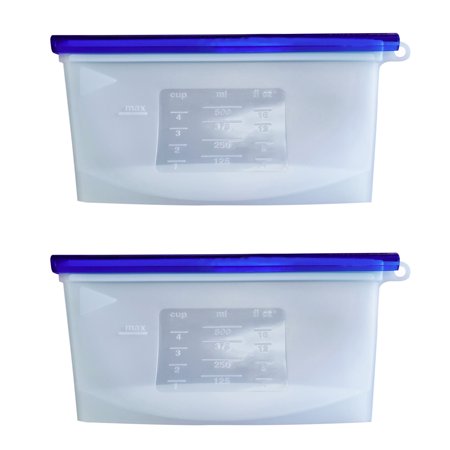 7Penn Silicone Food Storage Bag 500mL - 2pk Blue 7.75 x 4in Reusable Food Bags