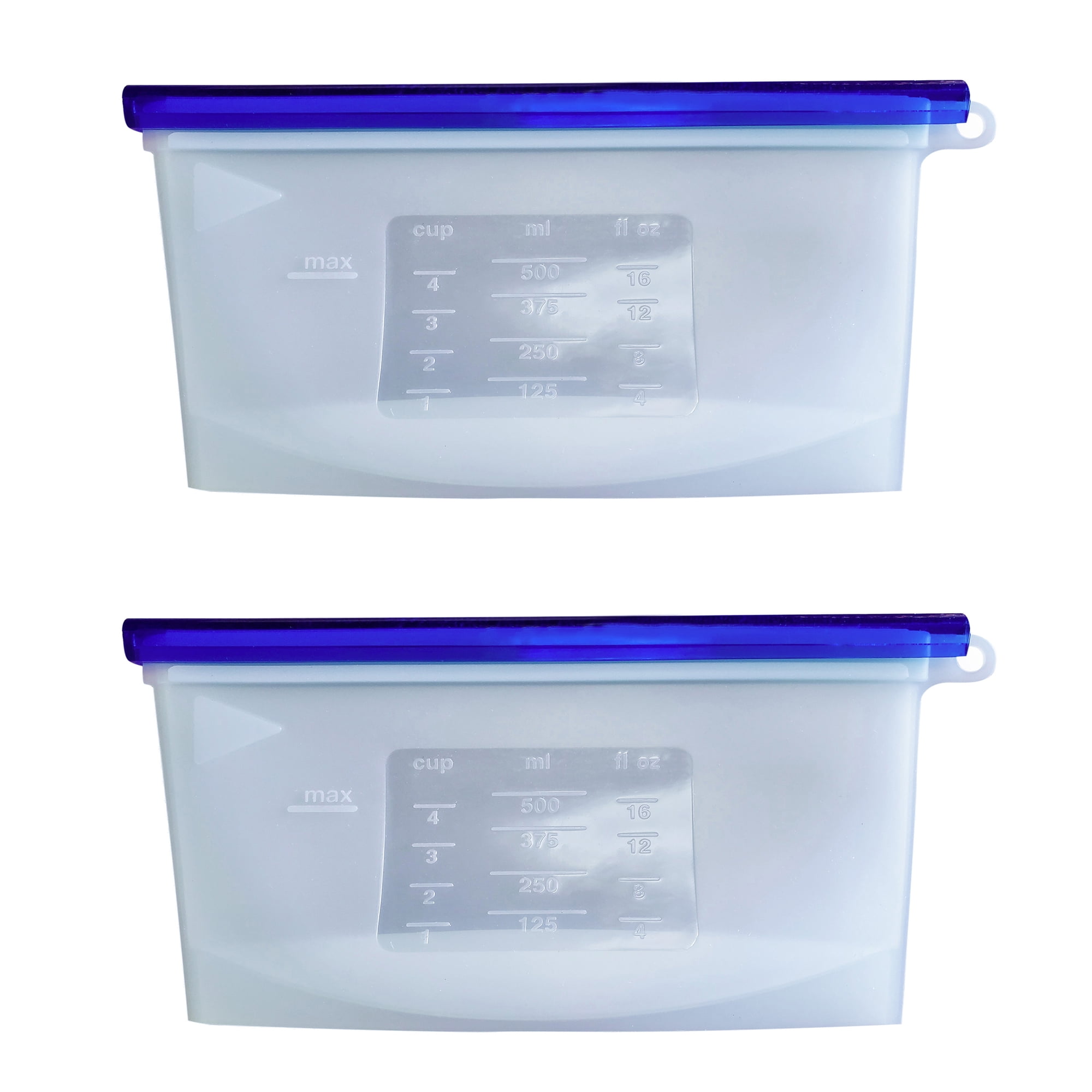 7Penn Silicone Food Storage Bag 500mL - 2pk Blue 7.75 x 4in Reusable Food Bags