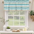 thumbnail image 2 of Teal Khaki Striped Curtain Valances for Windows, Kitchen Valance Window Treatments Panel 2 Pack, Farmhouse Stripes Modern Abstract Art Rod Pocket Short Curtains for Bathroom Bedroom 54 x 18 Inch, 2 of 8