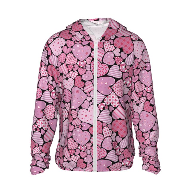 Fotbe Sweet Heart Chaqueta con Protección Solar UPF 50+ para Hombre y Mujer, Camisa con Capucha y Bolsillos-Small