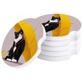 thumbnail image 1 of XDDJA Cat and Yellow Umbrella in The Rain Set of 2 Car Coaster for Drinks, Absorbent Ceramic Stone Coasters Cup Mat with Cork Base for Home Kitchen Room Coffee Table Bar Decor, 1 of 5
