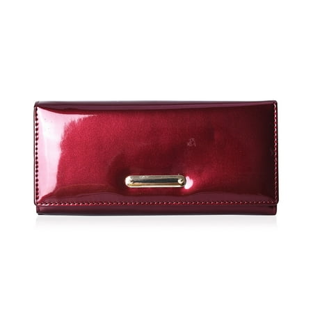 Burgundy Patent Faux Leather Fashion Wallet Clutch Handbag for Women Ladies Mothers Day Gifts