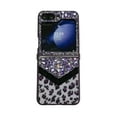 thumbnail image 4 of Compatible for Samsung Galaxy Z Flip 4 Case with Beaded Wrist Strap, Fluffy Leopard Print Pattern with Bling Design Case for Women Girls Hard PC Drop Protection Cover for Galaxy Z Flip 4, Purple, 4 of 11
