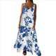 thumbnail image 3 of Vestido Bohemio de Verano con Tirantes Finos, Sin Mangas y Cuello en V para Mujer, con Estampado Floral, para Vacaciones, Color Azul XXXL, 3 of 10
