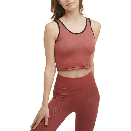 Calvin Klein Womens Performance Medium-Impact Crop Top,Clay,X-Large
