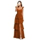 thumbnail image 1 of Vestido de dama de honor Dessiny naranja quemado con volantes escalonados 2025, 1 of 7