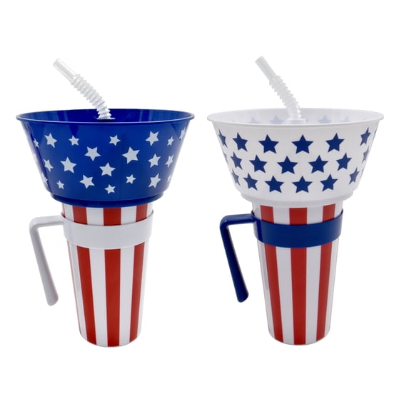Patriotic Stadium Tumbler Cups with Bowl on Top, 28oz, Way to Celebrate