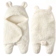 OBOSOE Newborn Plush Blanket Cute,Hooded Blanket,Hooded Sleeping Bag,Warm And Soft For Boys And Girls 0-6 Months
