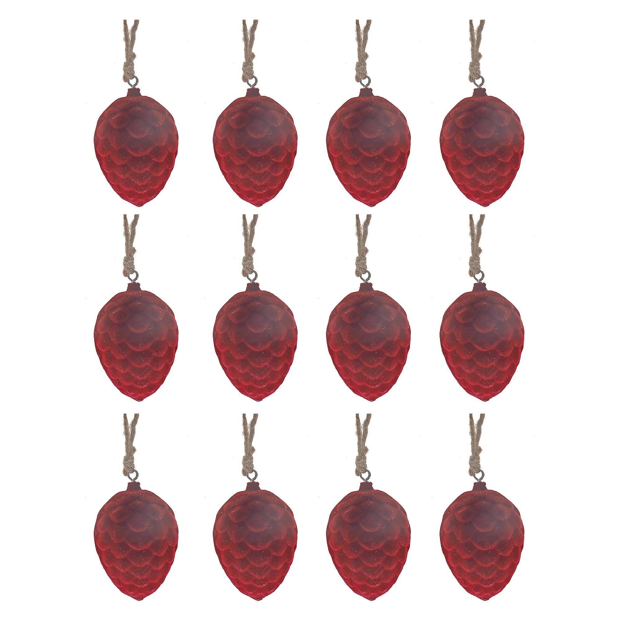 Velvet Pine Cone Ornament - Set of 12