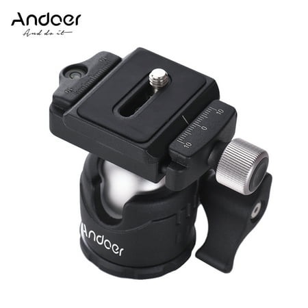 Andoer Mini Tabletop Ball Head 360 Degree Video Tripod Ballhead Mount with Quick Release Plate and Bubble Level for Canon Nikon Sony DSLR