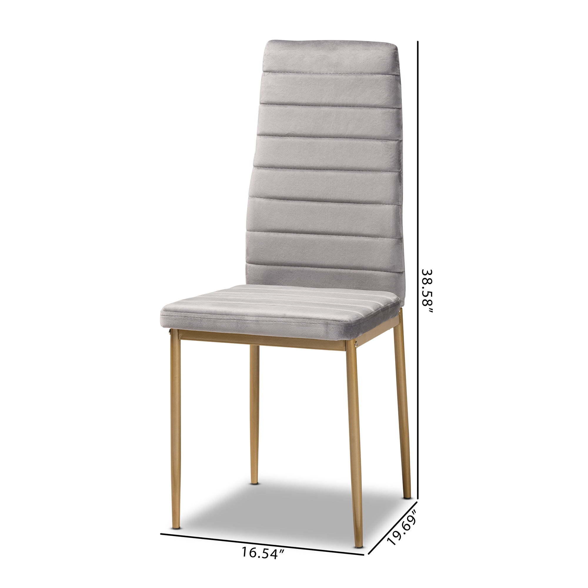 Baxton Studio Armand Dining Chair, Set of 4, Grey and Gold