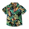 thumbnail image 5 of Gubotare Toddler Button Down Shirt Boys Hawaiian Shirts Short Sleeve Summer Beach Button Down Casual Shirts for Kids 4T 5T (Dark Green,4-5 Years), 5 of 9