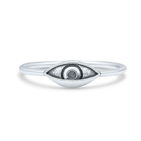 Unique Eyeball Oxidized Minimalist Half Closed Eye Ring Band 925 Sterling Silver Size 4