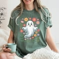 thumbnail image 3 of Comfort Colors® Cute Ghost in Wildflowers Shirt Spooky Fall Aesthetic Halloween Floral Tee Retro October Graphic T-Shirt Cozy Ghostcore Gift, 3 of 6