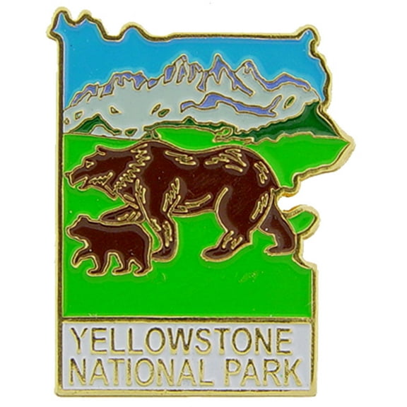 USA STATES, Yellow Stone National Park - Original Artwork, Expertly Designed Pin - 1"