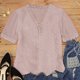 thumbnail image 5 of Camiseta de mujer Encaje Cuello en V Camisa de manga corta Blusa Top casual, Albaricoque, S sidaley AP001454-21, 5 of 6
