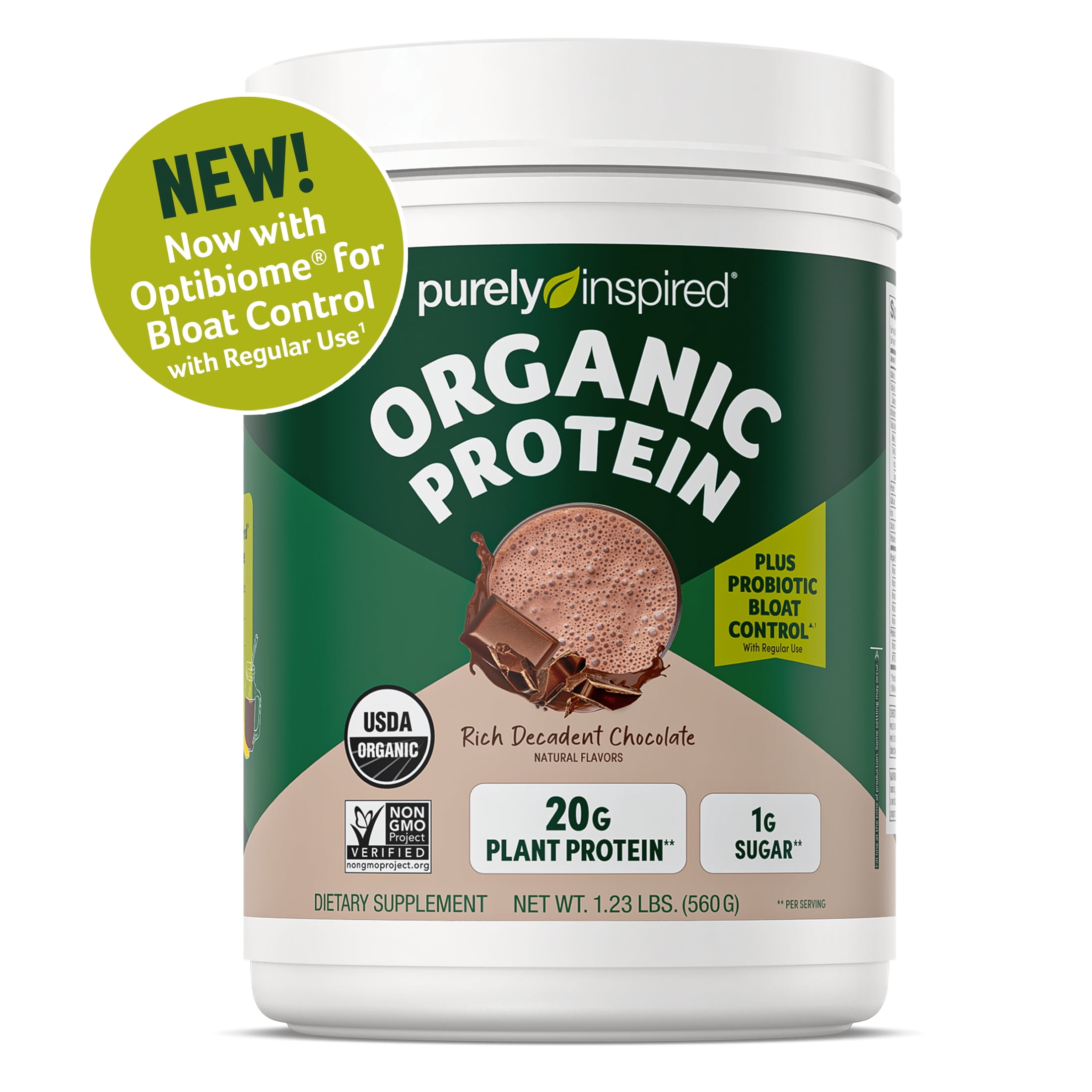 Purely Inspired Organic Plant Protein Powder, Decadent Chocolate, 20g Protein, 1.25lb