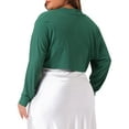 thumbnail image 4 of DARING DIVA Plus Size Long Sleeve Open Front Cropped Cardigans Shrugs 3X Dark Green, 4 of 6