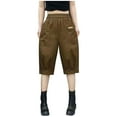 thumbnail image 2 of asjyhkr Plus Size Womens Capri Pants High Waist Cargo Pants Hiking Outdoor Work Trousers with Pockets,2XL-5XL, 2 of 3