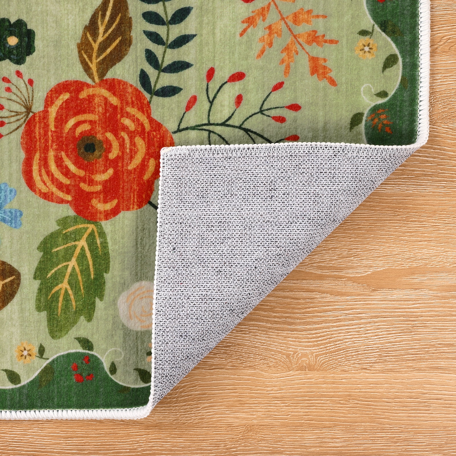 6x9 ft Living Room Area Rug Machine Washable Boho Area Rug Non Slip Floral Vintage Low Pile Large Rug for Living Room, Bedroom, Farmhouse, Dining Room, Kids Playroom