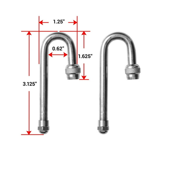 Pacific Dualies Valve Stem Extension 18180 Use With Inner Wheels And Outer Wheels; 180 Degree; Stainless Steel; With Caps; Set Of 2